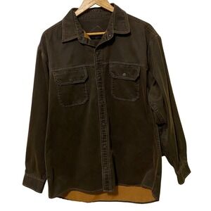 Retro North River Coated Western Mens Shacket Shirt L Brown Western Rodeo Casual